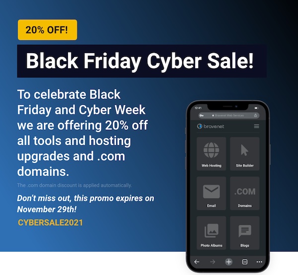 Bravenet's Black Friday Cyber Sale